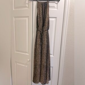 H&M Tan and Black Leopard-Print Halter Maxi Dress